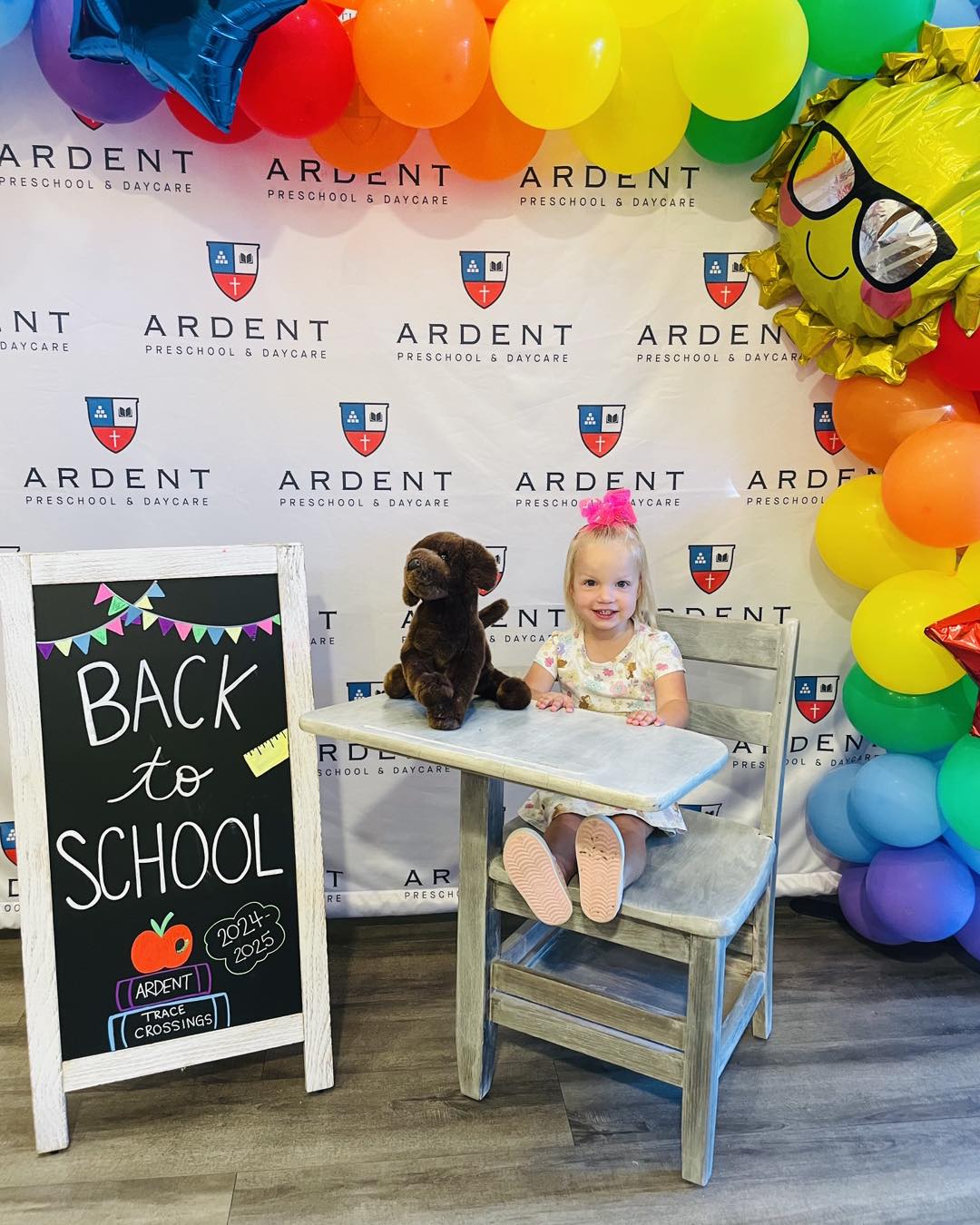 Back-to-school photo of children starting preschool at Ardent Daycare – Trace Crossings campus